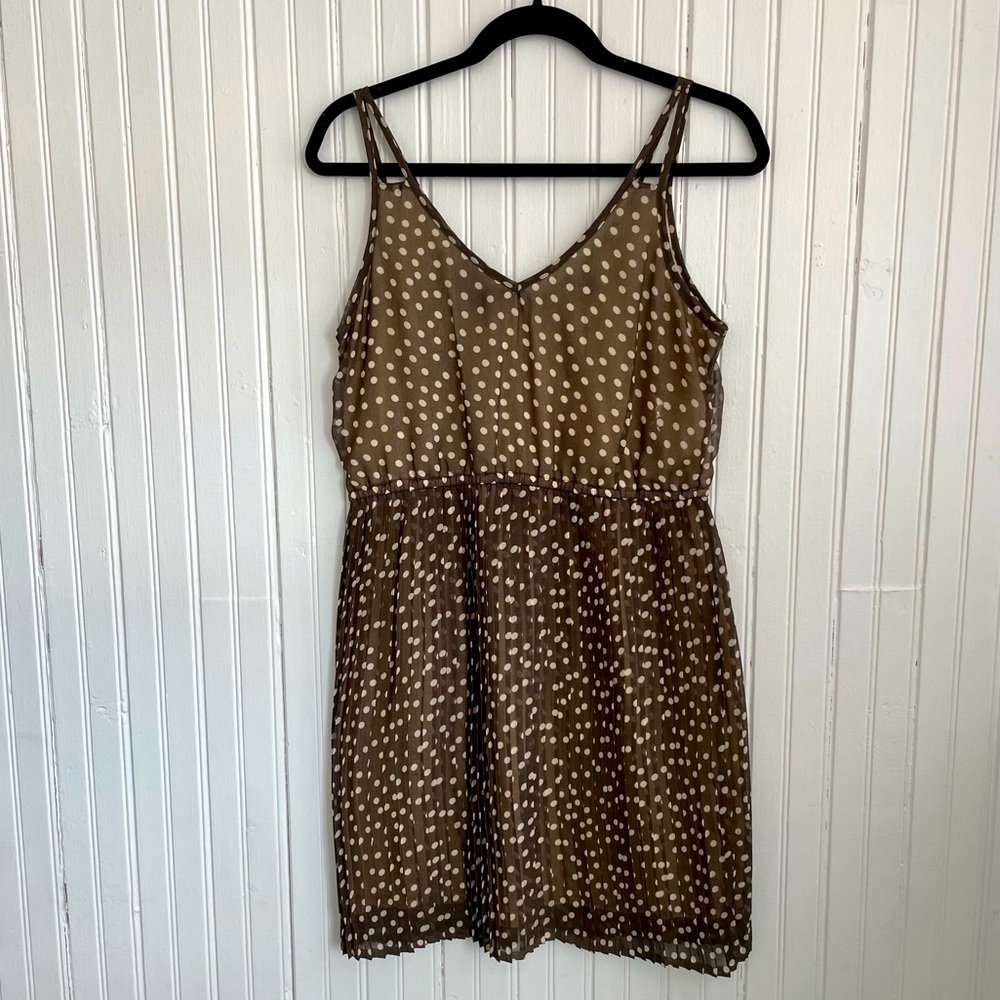 Women’s Angie Polka Dot Mini Dress with Pleated Skirt Size Large